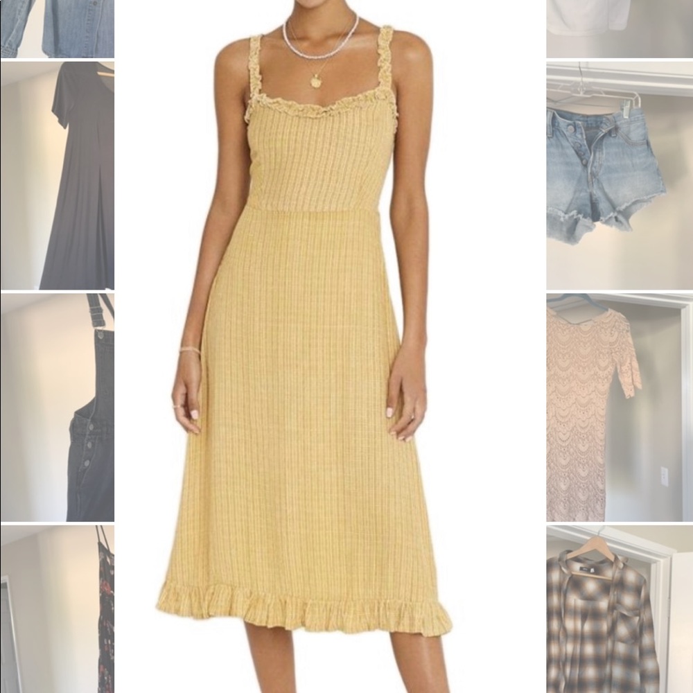 Faithfull the Brand Yellow Noemi Ceretti Check Midi Casual Maxi Dress